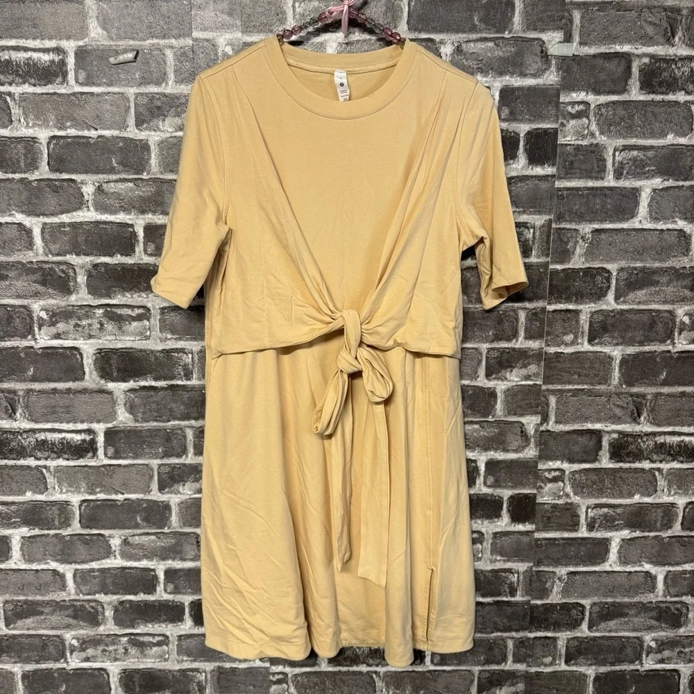 LULULEMON Cotton Wrap-Front T-Shirt Dress yellow
